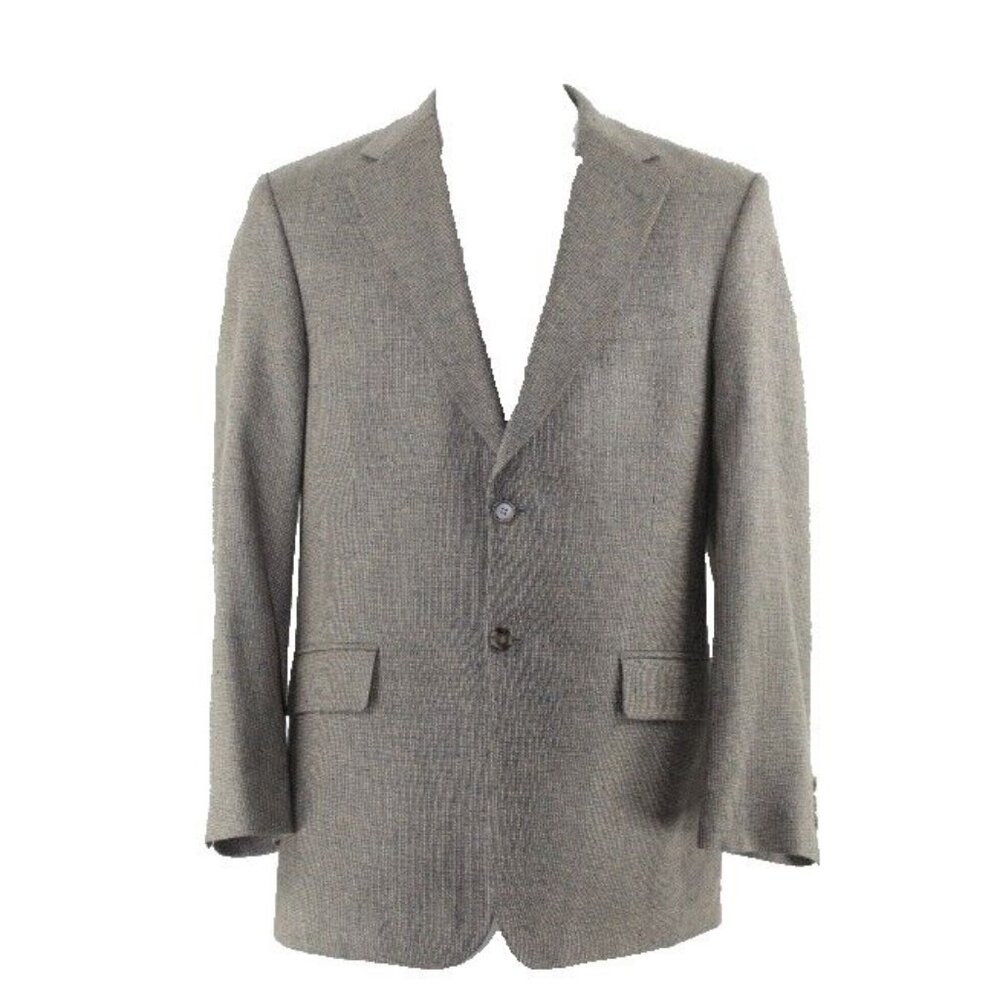 Taylor Henry Tailored 40R Olive Blue 100% Silk Acetate Lined Blazer Jacket